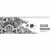 Tischquerkalender schwarz 2026 - 29,6x9,9 cm - 1 Woche auf 2 Seiten - Stundeneinteilung 7 - 19 Uhr - inkl. Jahresübersicht - Bürokalender - 116-0020