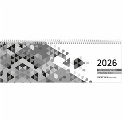 Cover Tischquerkalender schwarz 2026 - 29,6x9,9 cm - 1 Woche auf 2 Seiten - Stundeneinteilung 7 - 19 Uhr - inkl. Jahresübersicht - Bürokalender - 116-0020