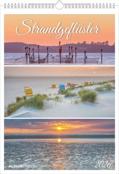 Strandgeflüster - Momente am Meer 2026 - Bildkalender A3 (29,7x42 cm) - mit Feiertagen - Triplets - drei Bilder pro Monat - Naturkalender - Wandplaner - Wandkalender