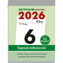 Tagesabreißkalender XL 2026 - 8,2x10,7 cm - 1 Tag auf 1 Seite - mit Sudokus, Rezepten, Rätseln uvm. auf den Rückseiten - Bürokalender 305-0000