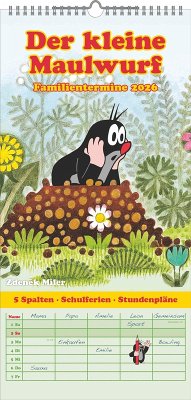 Cover N NEUMANNVERLAGE - Der kleine Maulwurf 2026 Familienplaner, 22x45cm, Familienkalender mit 5 Spalten für Termine und Notizen, schöne Abbildungen, Stundenpläne, Schulferien und deutsches Kalendarium