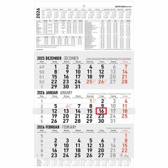Cover 3-Monatskalender groß 2026 - Büro-Kalender 30x48,8 cm (geöffnet) - mit Datumsschieber - Zettler - 954-0011