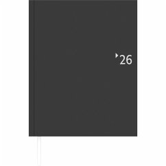 Cover Wochenbuch anthrazit 2026 - Bürokalender 21x26,5 cm - 1 Woche auf 2 Seiten - 128 Seiten - mit Fadensiegelung - Leinenoptik - Notizbuch - 732-2621
