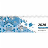 Tischquerkalender blau 2026 - 29,6x9,9 cm - 1 Woche auf 2 Seiten - Stundeneinteilung 7 - 19 Uhr - inkl. Jahresübersicht - Bürokalender - 116-0015