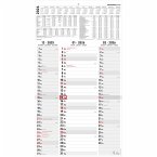 3-Monatskalender Streifenplaner 2026 - Büro-Kalender 33x58,8 cm (geöffnet) - mit Datumsschieber - Zettler - 955-0011