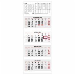 Cover 4-Monatskalender rot 2026 - 31x13,5 - mit Kopftafel - Datumsschieber - faltbar - 964-0011