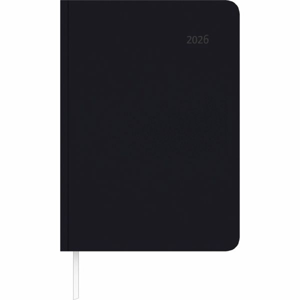 Buchkalender Tucson schwarz 2026 - mit Registerschnitt - Büro-Kalender A5 - 1 Tag 1 Seite - 416 Seiten - Tucson-Einband - Zettler