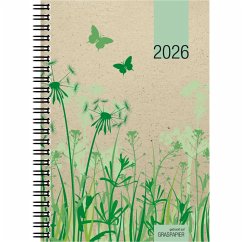 Cover Wochenbuch Graspapier 2026 - 13,7x19,6 cm - 1 Woche auf 2 Seiten - robuster Kartoneinband - Wochenkalender - Noitzheft - 759-0640