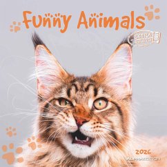 Funny Animals 2026 - Wand-Kalender - Broschüren-Kalender - 30x30 - 30x60 geöffnet