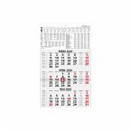 3-Monatskalender schwarz/rot 2026 - 29,7x48,8 - mit Kopftafel - Datumsschieber - 956-0000