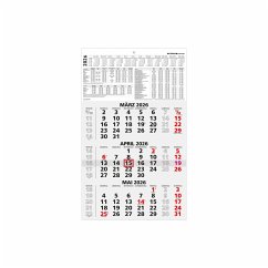 Cover 3-Monatskalender schwarz/rot 2026 - 29,7x48,8 - mit Kopftafel - Datumsschieber - 956-0000