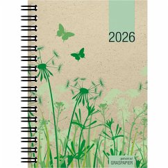 Cover Taschenkalender Graspapier 2026 - Bürokalender 10x14 cm - 1 Woche auf 2 Seiten - robuster Kartoneinband - Wochenkalender - Notizheft - 639-0640