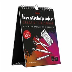 Cover Kreativ-Kalender Tischaufsteller hoch schwarz 2026 - 16 x 20 - Foto, Malen, Basteln A4 - datiert - Kreativkalender - Foto-Kalender - Alpha Edition