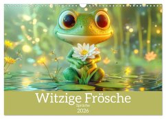 Cover Witzige Frösche - Sprüche (Wandkalender 2026 DIN A3 quer), CALVENDO Monatskalender