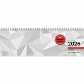 Tischquerkalender Register 2025 - 32x10,5 cm - 1 Woche auf 2 Seiten - Bürokalender mit Registerstanzung - Stundeneinteilung von 6 - 21 Uhr - 166-0002