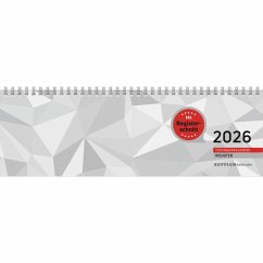 Cover Tischquerkalender Register 2025 - 32x10,5 cm - 1 Woche auf 2 Seiten - Bürokalender mit Registerstanzung - Stundeneinteilung von 6 - 21 Uhr - 166-0002