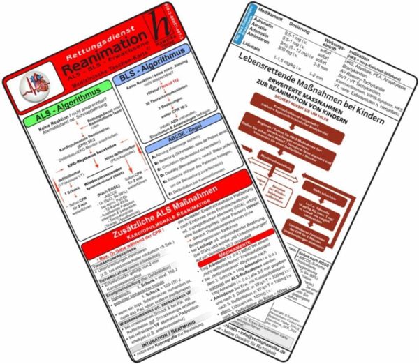 Reanimation - Rettungsdienst - Medizinische Taschen-Karte Reanimation - Rettungsdienst - Medizinische Taschen-Karte