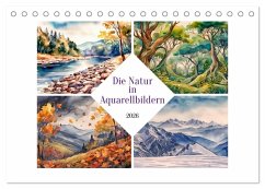 Cover Die Natur in Aquarellbildern (Tischkalender 2026 DIN A5 quer), CALVENDO Monatskalender