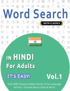 Cover WORD SEARCH IN HINDI FOR ADULTS - IT'S EASY! VOL.1 - DELTA CLASSICS - FIND 2000 CLEVERLY HIDDEN WORDS