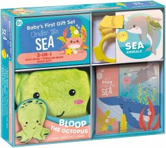 Cover Baby's First Gift Set Under the Sea: Soft Baby Wash Mitt for Toddlers 1-3, Stroller Book, Waterproof Bath Books - Best Newborn Baby Gifts