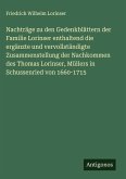 Nachträge zu den Gedenkblättern der Familie Lorinser enthaltend die ergänzte und vervollständigte Zusammenstellung der Nachkommen des Thomas Lorinser, Müllers in Schussenried von 1660-1715