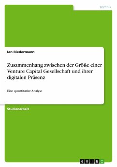 Zusammenhang zwischen der Größe einer Venture Capital Gesellschaft und ihrer digitalen Präsenz Zusammenhang zwischen der Größe einer Venture Capital Gesellschaft und ihrer digitalen Präsenz