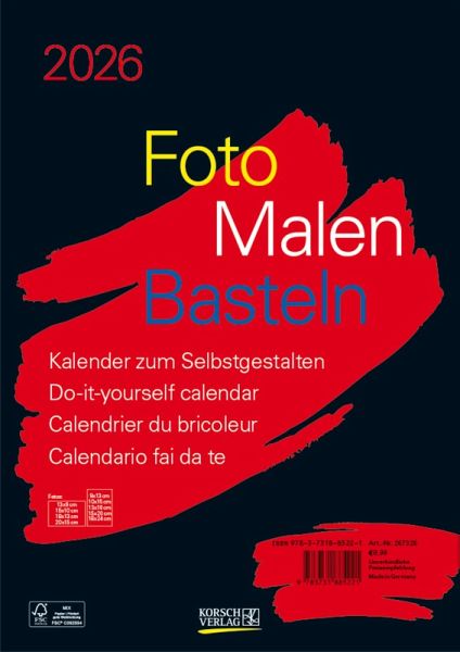 Foto-Malen-Basteln Bastelkalender A4 schwarz 2026 Foto-Malen-Basteln Bastelkalender A4 schwarz 2026