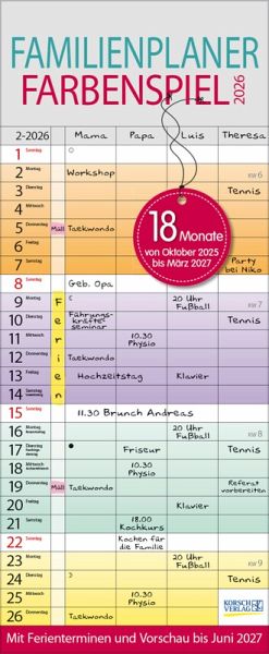 Familienplaner Farbenspiel 18 Monate 2026/2027 Familienplaner Farbenspiel 18 Monate 2026/2027