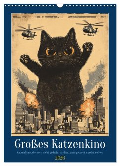 Großes Katzenkino (Wandkalender 2026 DIN A3 hoch), CALVENDO Monatskalender