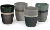 1x4 Bredemeijer Mugs Sven 200ml Tassen Steingut Streifen 147080 1x4 Bredemeijer Mugs Sven 200ml Tassen Steingut Streifen 147080