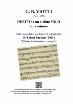 Cover Duetto A Un Violino Solo In Re Minore (dueto Para Um Violino Só Em Ré Menor, Prefácio Em Português), Duet For Solo Violin In D Minor (foreword In English) Ed. Zoltan Paulinyi (eBook, ePUB)