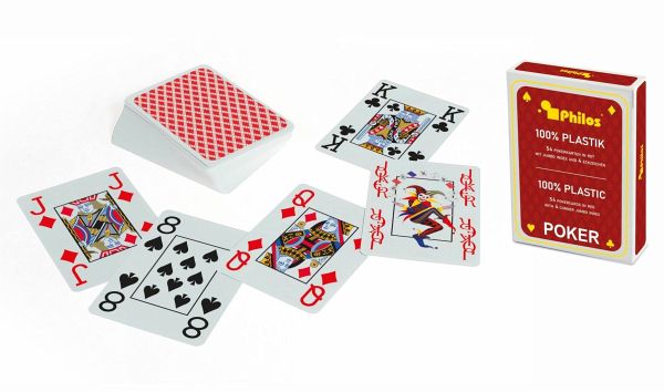 Philos 6723 - Pokerkarten, rot, Plastik - Philos