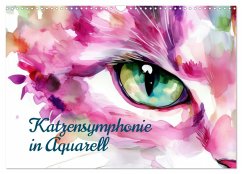 Katzensymphonie in Aquarell (Wandkalender 2026 DIN A3 quer), CALVENDO Monatskalender