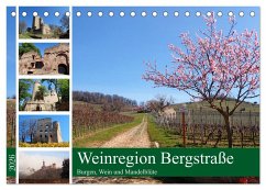 Weinregion Bergstraße Burgen, Wein und Mandelblüte (Tischkalender 2026 DIN A5 quer), CALVENDO Monatskalender