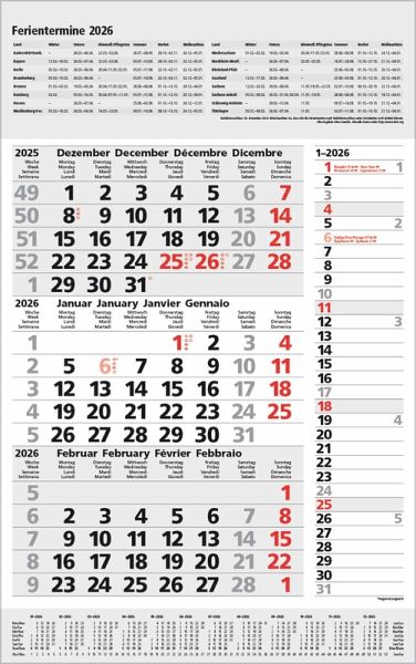 3-Monats-Planer Combi Grau 2026 3-Monats-Planer Combi Grau 2026