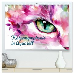 Katzensymphonie in Aquarell (hochwertiger Premium Wandkalender 2026 DIN A2 quer), Kunstdruck in Hochglanz