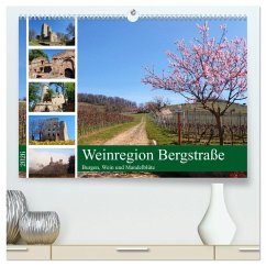 Weinregion Bergstraße Burgen, Wein und Mandelblüte (hochwertiger Premium Wandkalender 2026 DIN A2 quer), Kunstdruck in Hochglanz Weinregion Bergstraße Burgen, Wein und Mandelblüte (hochwertiger Premium Wandkalender 2026 DIN A2 quer), Kunstdruck in Hochglanz