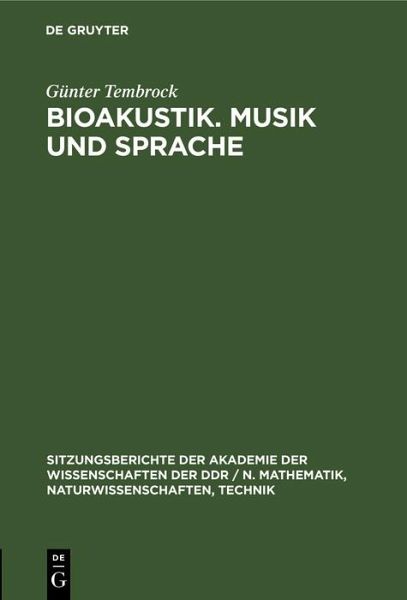 Bioakustik. Musik und Sprache (eBook, PDF)