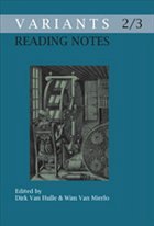 Reading Notes - Van HULLE, Dirk / Van MIERLO, Wim (eds.)