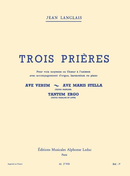 3 prieres no.1 pour voix moyenne et orgue (harm/pno)