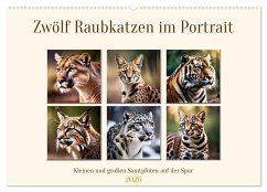 Cover Zwölf Raubkatzen im Portrait (Wandkalender 2026 DIN A2 quer), CALVENDO Monatskalender