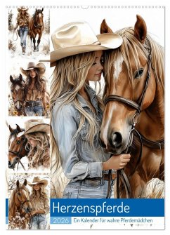 Cover Herzenspferde (Wandkalender 2026 DIN A2 hoch), CALVENDO Monatskalender