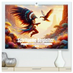 Cover Spirituelle Begleiter - Indianer und Tiere im Einklang (hochwertiger Premium Wandkalender 2026 DIN A2 quer), Kunstdruck in Hochglanz