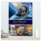 Space Hamster - Mit KI Hamster Astronauten im Weltall (hochwertiger Premium Wandkalender 2026 DIN A2 hoch), Kunstdruck in Hochglanz