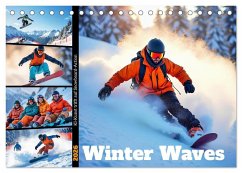 Cover Winter Waves - KI-Kunst trifft auf Snowboard-Action (Tischkalender 2026 DIN A5 quer), CALVENDO Monatskalender