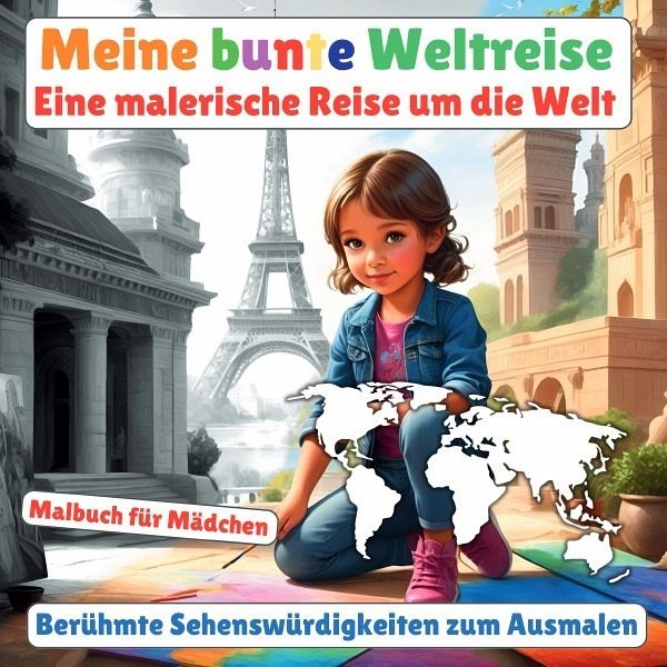 Meine bunte Weltreise: Malbuch für Mädchen (Berühmte Sehenswürdigkeiten zum Ausmalen)