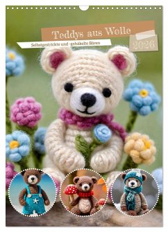 Cover Teddys aus Wolle (Wandkalender 2026 DIN A3 hoch), CALVENDO Monatskalender