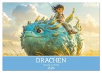 Drachen - Verspielt und fluffig (Wandkalender 2026 DIN A2 quer), CALVENDO Monatskalender