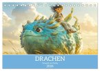 Drachen - Verspielt und fluffig (Tischkalender 2026 DIN A5 quer), CALVENDO Monatskalender