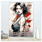 Zarte Frauenporträts in Tusche und Wasserfarbe (hochwertiger Premium Wandkalender 2026 DIN A2 hoch), Kunstdruck in Hochglanz